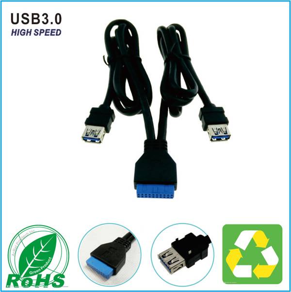 USB3.0 20 pin to Type A chassis cable